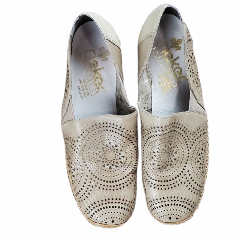 Rieker Beige Perforated Flats